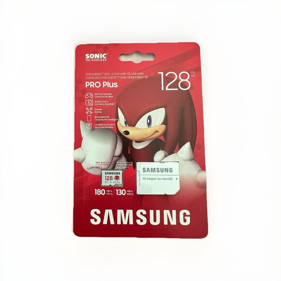Samsung PRO Plus Sonic The Hedgehog + Adapter, 128GB microSDXC, 128GB, White